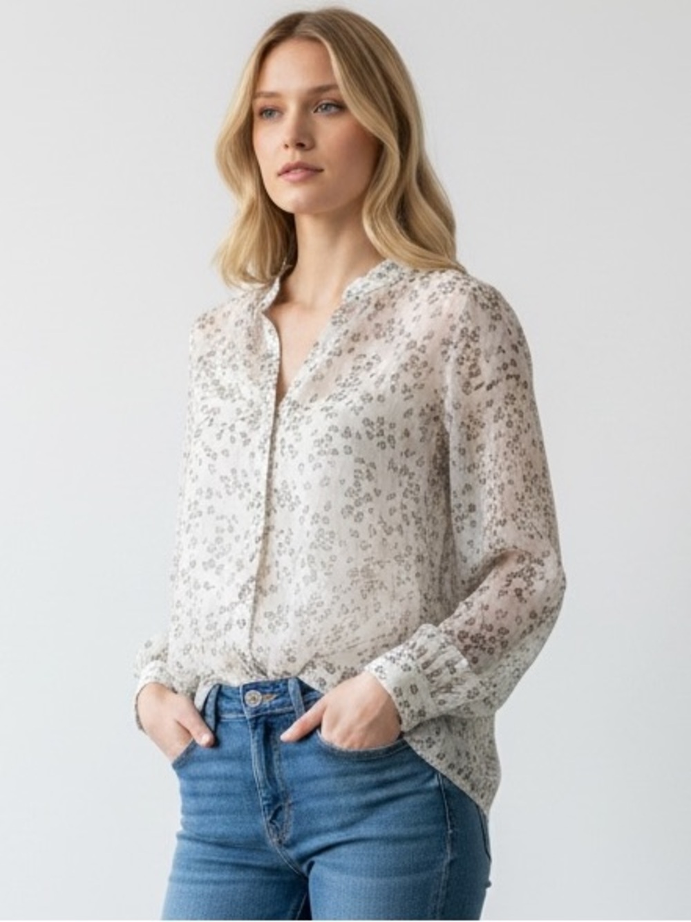 Banana Republic Sheer Taupe Shirt Size Small